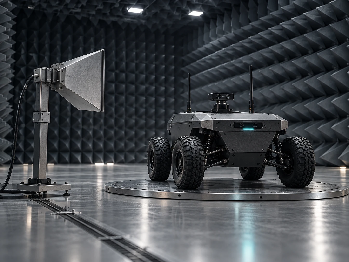 Unarmed autonomous test platform in a radio-frequency chamber
